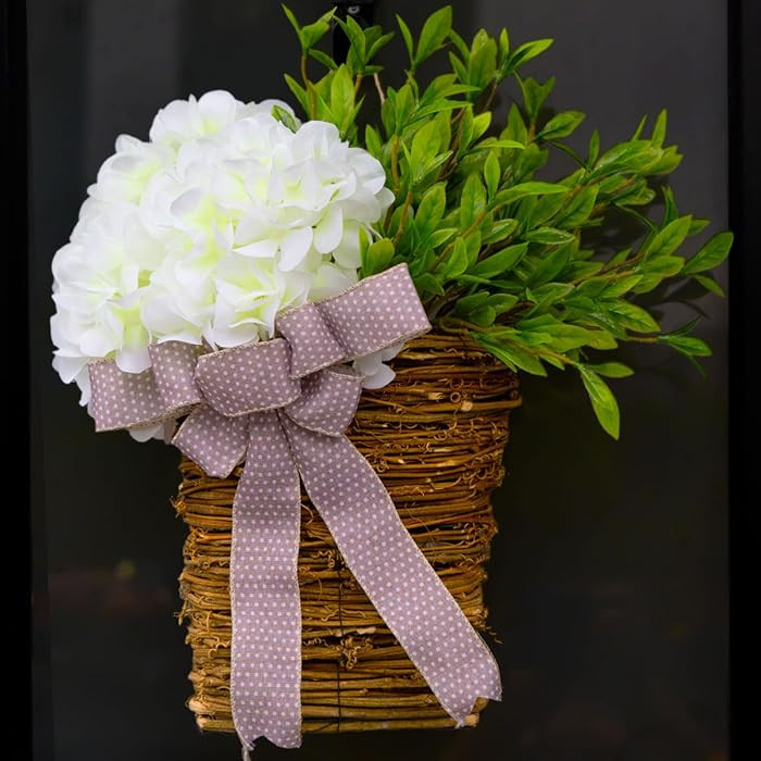 Hydrangea Wreath for Front Door - 18" Spring Summer Artificial Farmhouse Floral Door Decor, Artif... | Amazon (US)