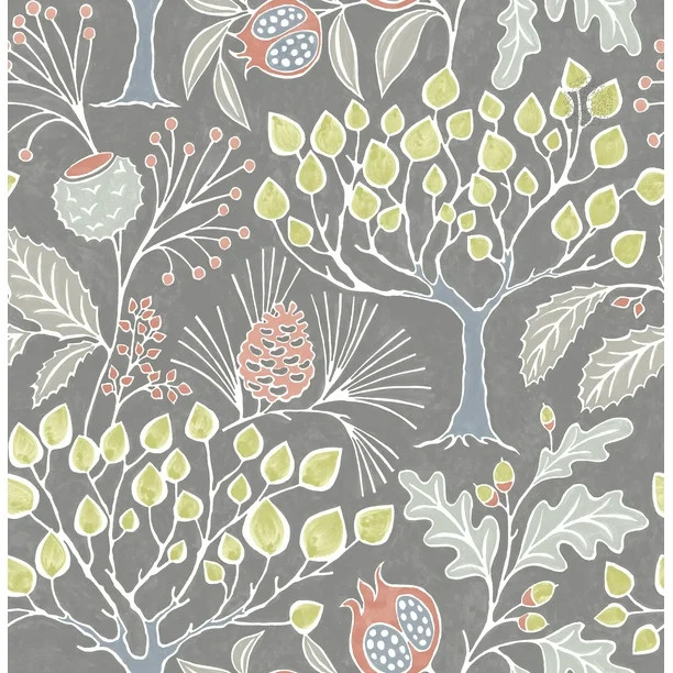 NuWallpaper Groovy Garden Grey Peel & Stick Wallpaper | Walmart (US)