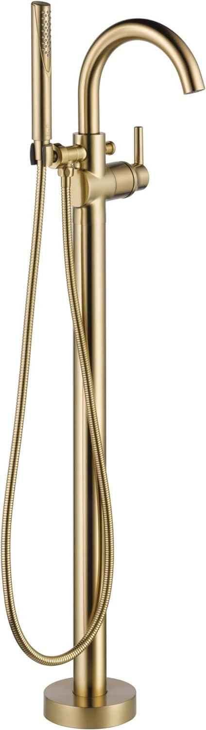 Delta Faucet Trinsic Floor-Mount Freestanding Tub Filler with Hand Held Shower, Gold Bathtub Fauc... | Amazon (US)