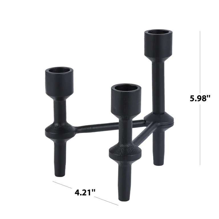 Better Homes & Garden 6" Black Cast Iron Pillar Taper Candle Holder Candelabra | Walmart (US)