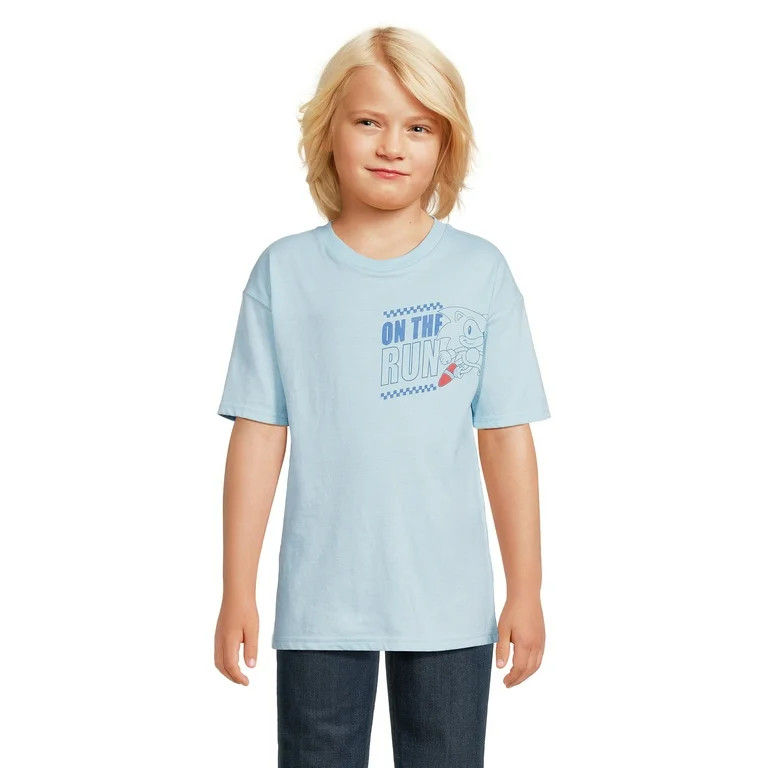 Sonic the Hedgehog Boys Short Sleeve Elevated Graphic T-Shirt, Sizes 4-18 | Walmart (US)