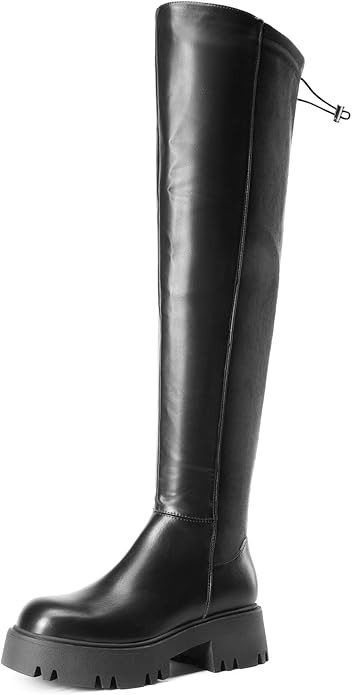 DREAM PAIRS Women's Platform Over The Knee Boots Lug Sole Round Toe Thigh High Long Chunky Block ... | Amazon (US)