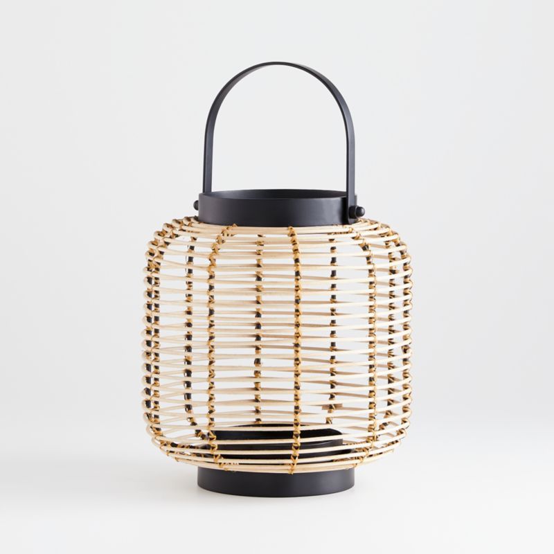 Brigton Rattan Candle Lantern 10" + Reviews | Crate & Barrel | Crate & Barrel