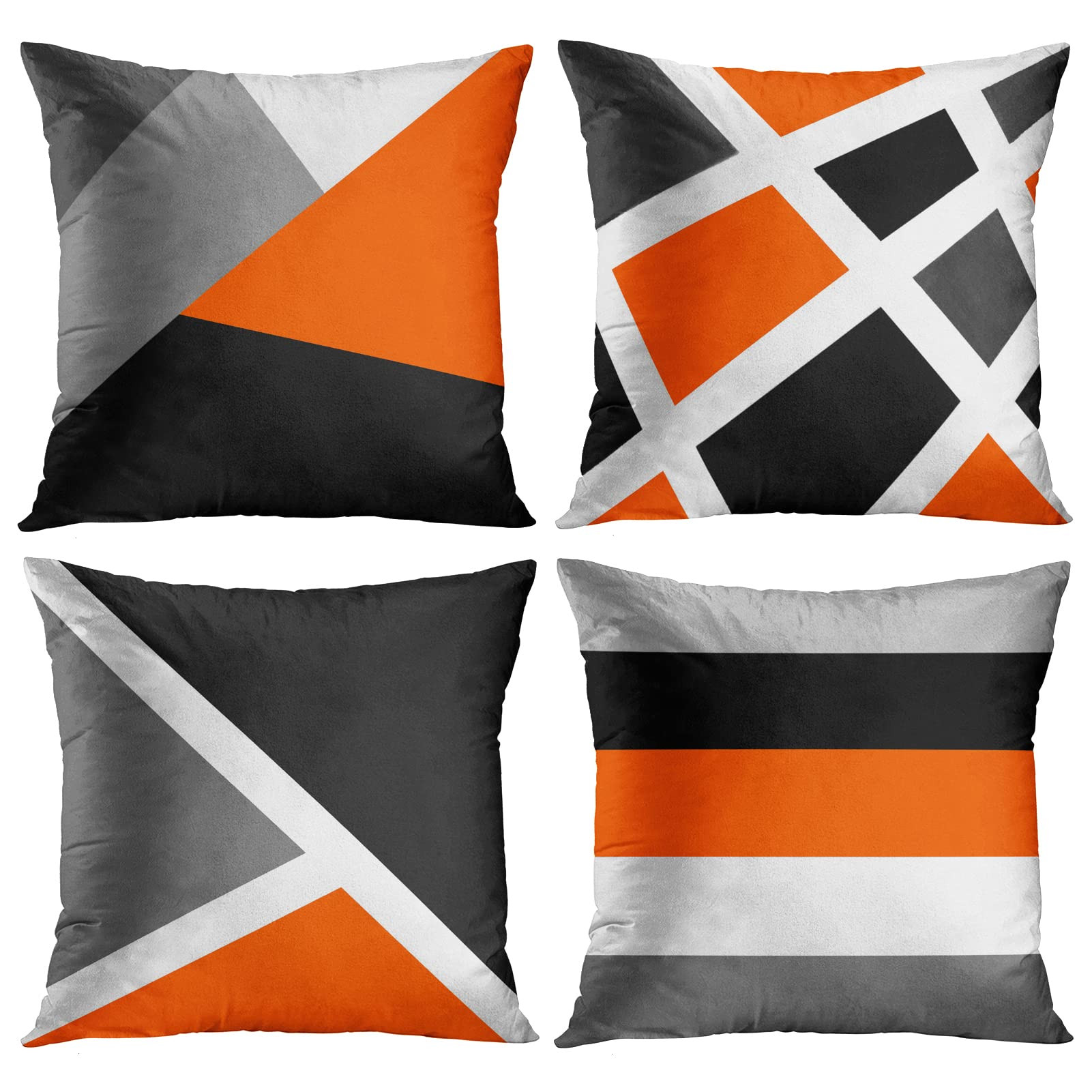 Emvency Set of 4 Throw Pillow Covers Modern Abstract Stripe Simple Geometric Acrylic Bold Decorat... | Amazon (US)