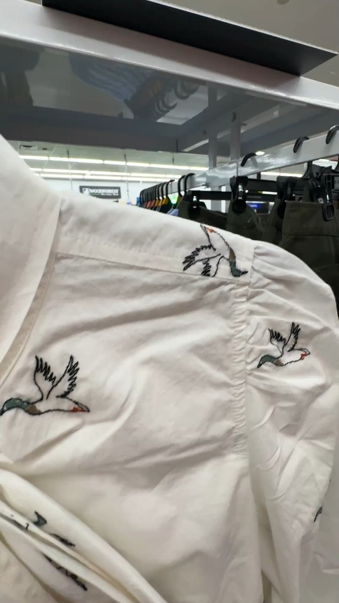 Walmart top with tie neck and embroidered duck print