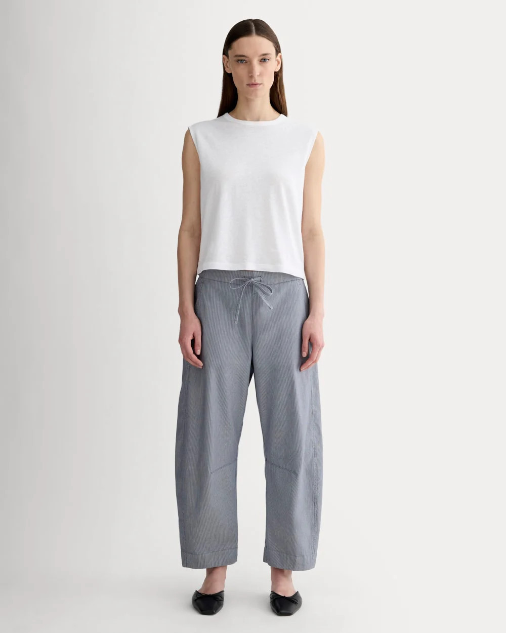 Everlane Easy Barrel Pant In Dark Denim Pinstripe, Size XL, Cotton | Everlane