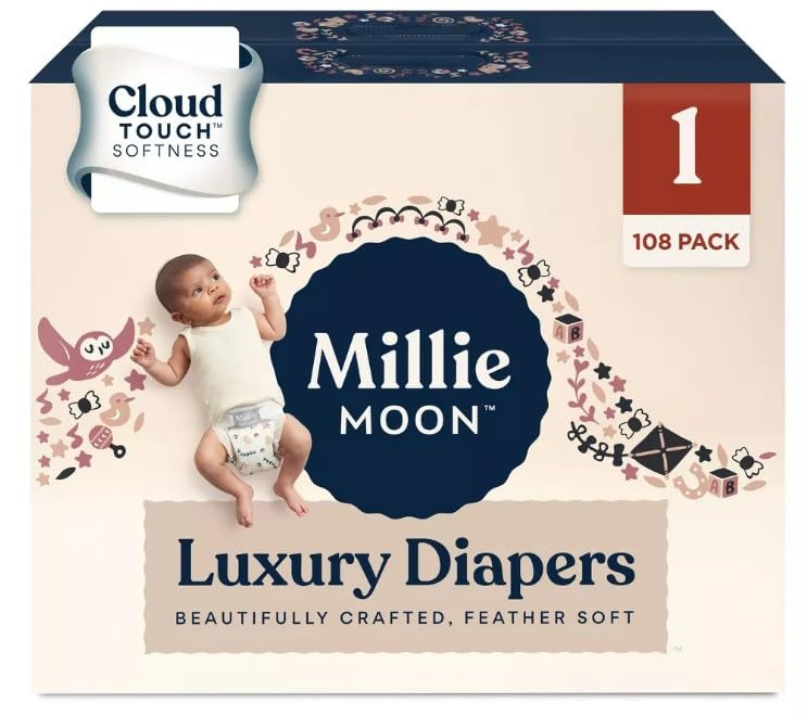 Millie Moon Luxury Diapers - (Size 1 and Count 108) | Amazon (US)
