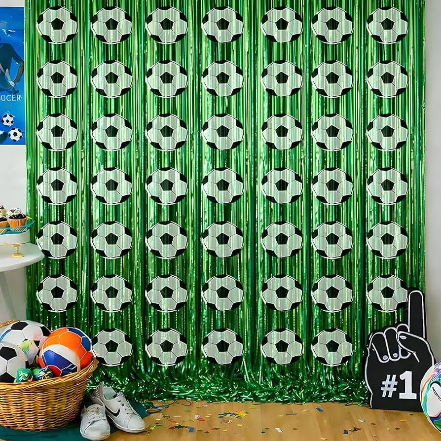 Soccer Birthday Party Decorations - Green White Streamers Backdrop Banner | Soccer Theme Party Fa... | Amazon (US)