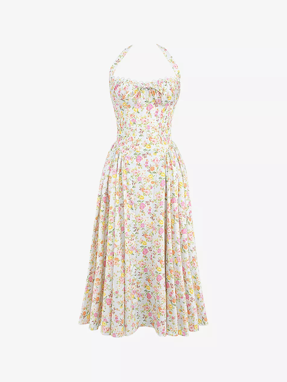 Adabella flower-pint cotton-blend midi dress | Selfridges