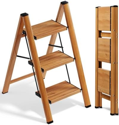 3 Step Ladder, Folding Aluminum 3 Step Stool with Anti-Slip Wide Sturdy Pedal, Multi-Use for Home... | Amazon (US)