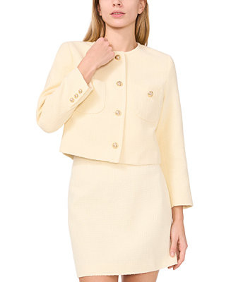 Women's Long Sleeve Collarless Tweed Jacket | Macy's