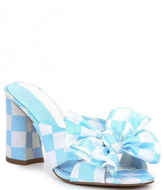Keily Checkered Bow Detail Block Heel Dress Sandals | Dillard's