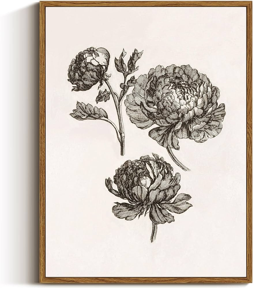 VIYYIEA Vintage Cottagecore Decor Framed Wall Art, Botanical Sketch Wall Art Bedroom Decor, Canva... | Amazon (US)