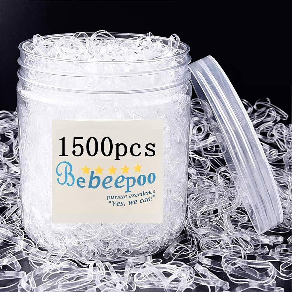 Clear Elastic Hair Bands，BEBEEPOO 1500pcs Mini Hair Rubber Bands with a Box/Bag, Soft Hair Elas... | Amazon (US)