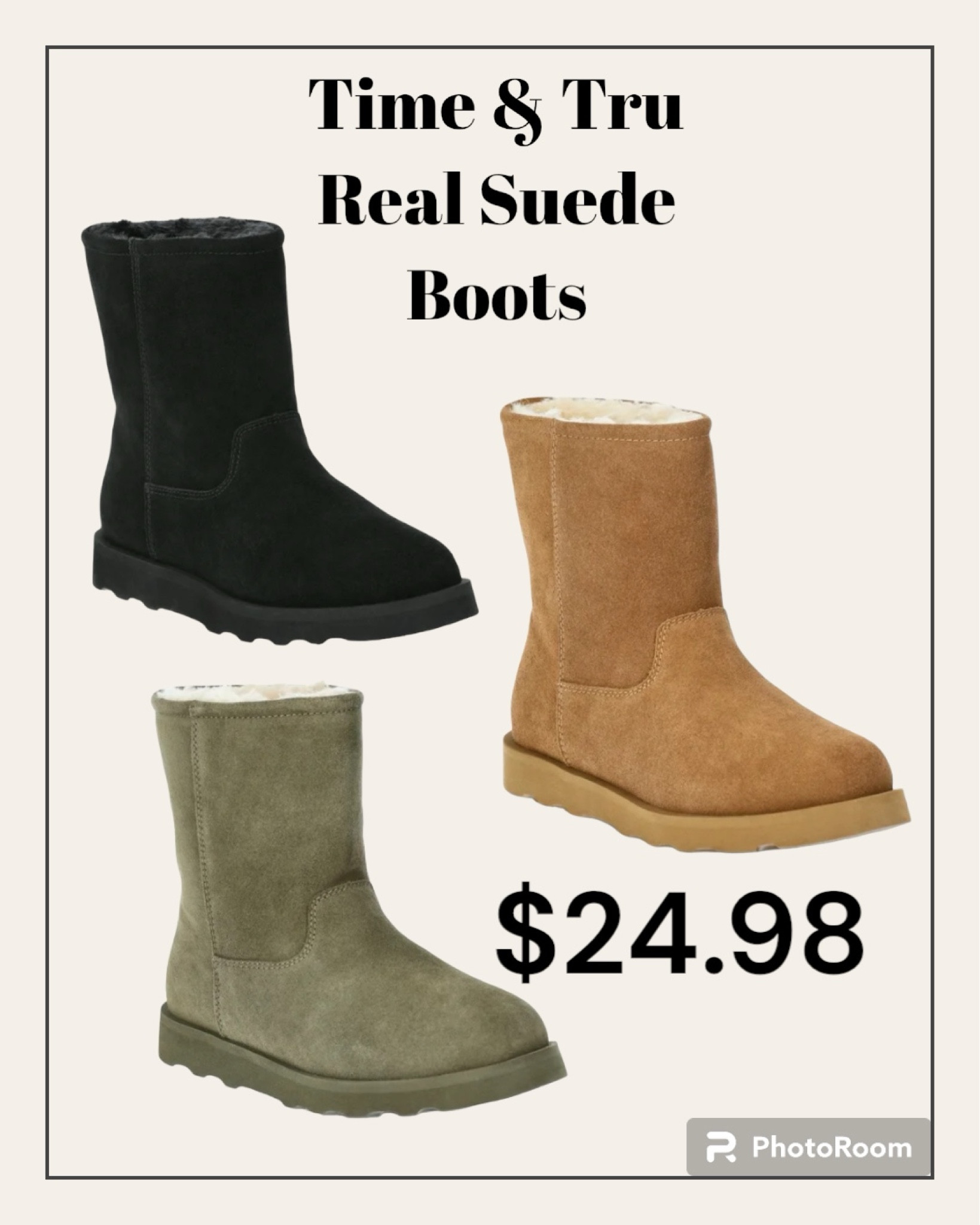 Time and Tru real suede boots from Walmart. Such at deal at $24.98. Will sell out fast!!

#suedeboots
#walmart 
#boots

#LTKshoecrush #LTKfindsunder50
