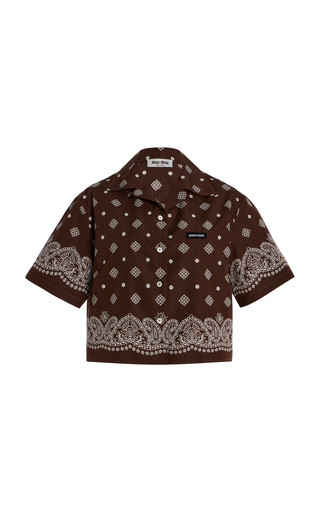 Cropped Bandana-Print Cotton-Poplin Shirt | Moda Operandi (Global)