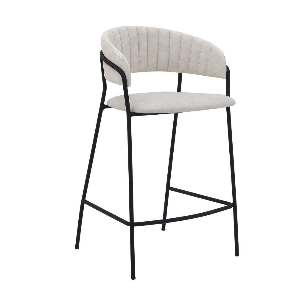 Nara 26 Inch Cream Faux Leather And Metal Counter Height Bar Stool | 1stopbedrooms