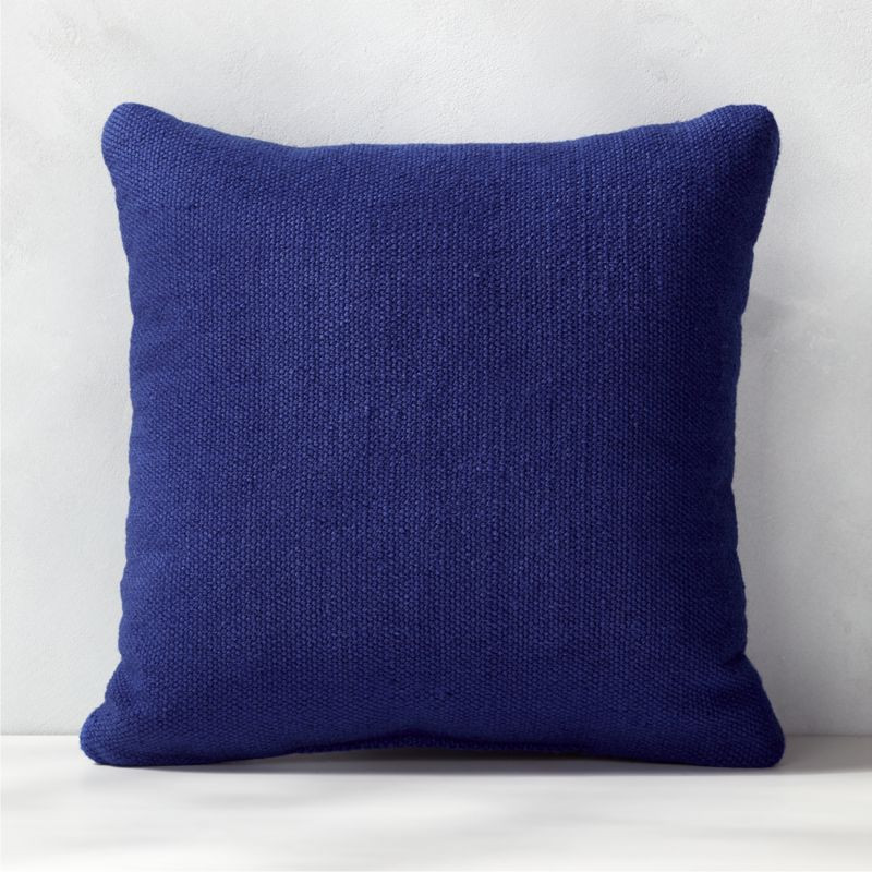 Flat-Weave Blue Outdoor Modern Throw Pillow 20" + Reviews | CB2 | CB2