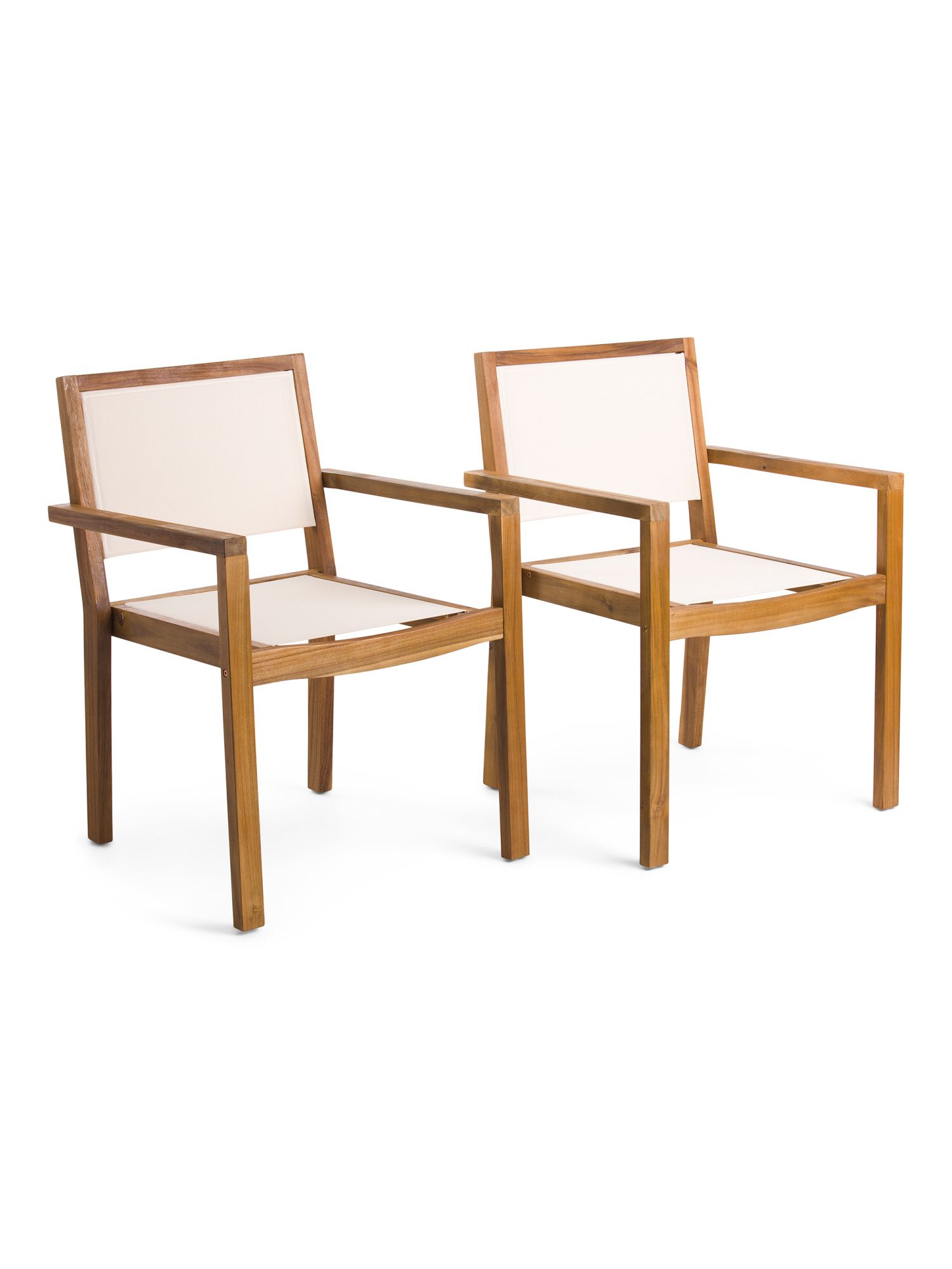 Set Of 2 Outdoor Acacia Wood Stacking Dining Chairs | TJ Maxx