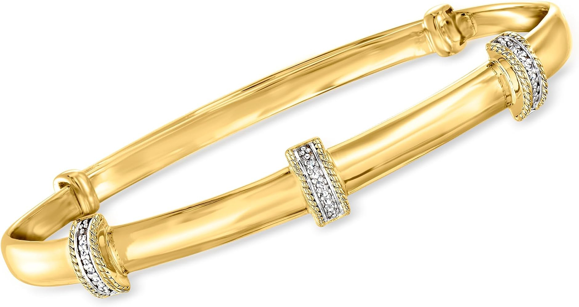 Ross-Simons Diamond Station Bangle Bracelet in 14kt Gold Over Sterling. 8 inches | Amazon (US)