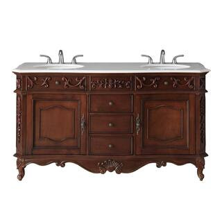 Home Decorators Collection Winslow 60 in. W x 22 in. D Bath Vanity in Antique Cherry with Vanity ... | The Home Depot