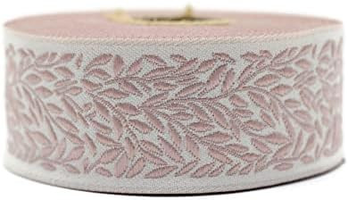 11 Yard Spool 1.37 inches Wide Pink Leaf Tendril Ribbon Jacquard Trim Jacquard Ribbon Sewing Trim... | Amazon (US)
