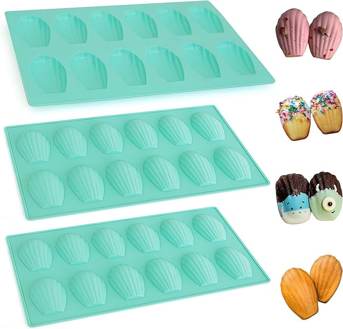 3Pack Madeleine Pan Nonstick, Silicone Madeleine Pans for Baking,12Cavity Shell Shaped Baking Mol... | Amazon (US)