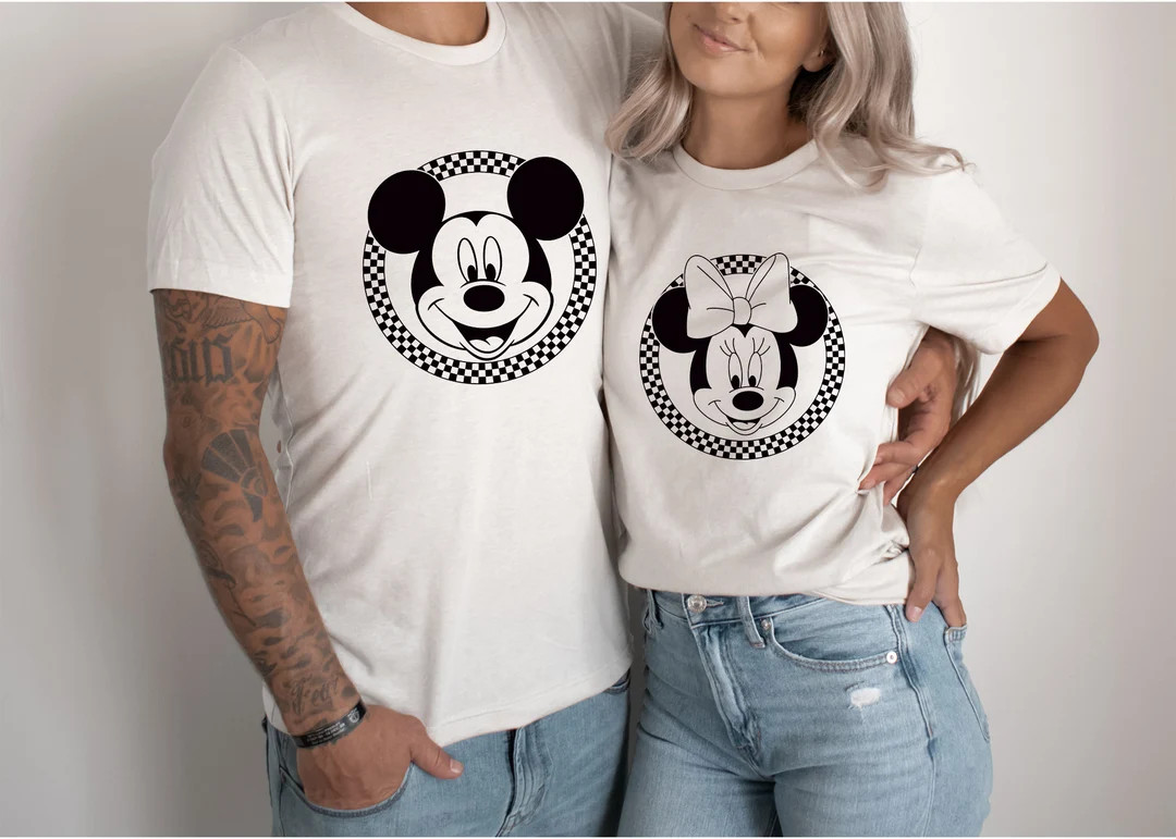 Retro Disney Shirts, Mickey Checkered Shirt, Family Shirts, Minnie Mouse Shirt, Gift Disneyland T... | Etsy (US)