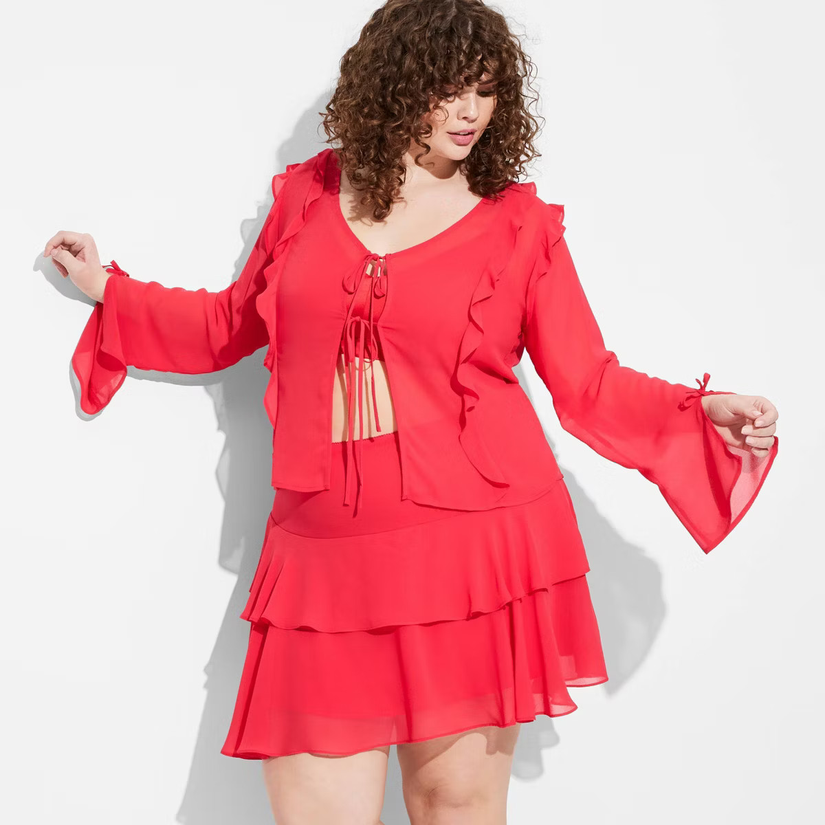 Women's Long Sleeve Flyaway Top - Wild Fable™ Cherry Red | Target