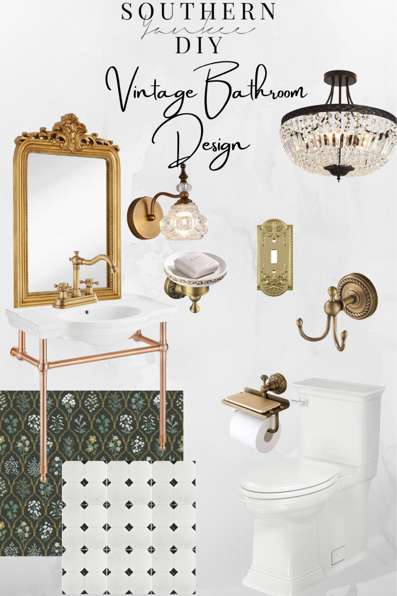 Vintage Bathroom Design ✨ brass bathroom hardware, half bathroom design, brass fixtures, vintage accessories, bathroom decor, vintage wallpaper, brass pendants, bathroom lighting 

#LTKstyletip #LTKhome