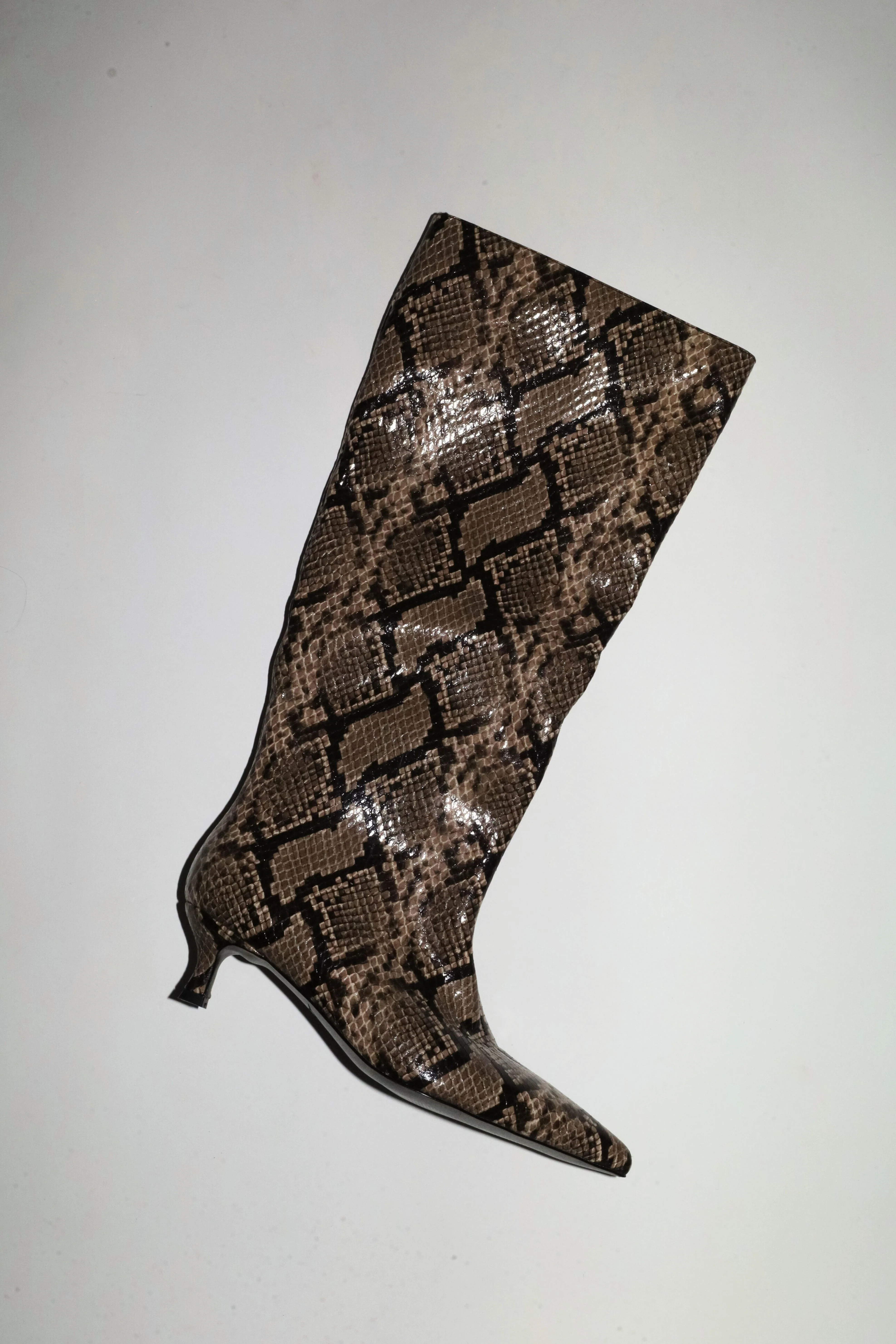 Tamara Beige Snake Vegan Leather Boots 50 mm | CULT OF COQUETTE