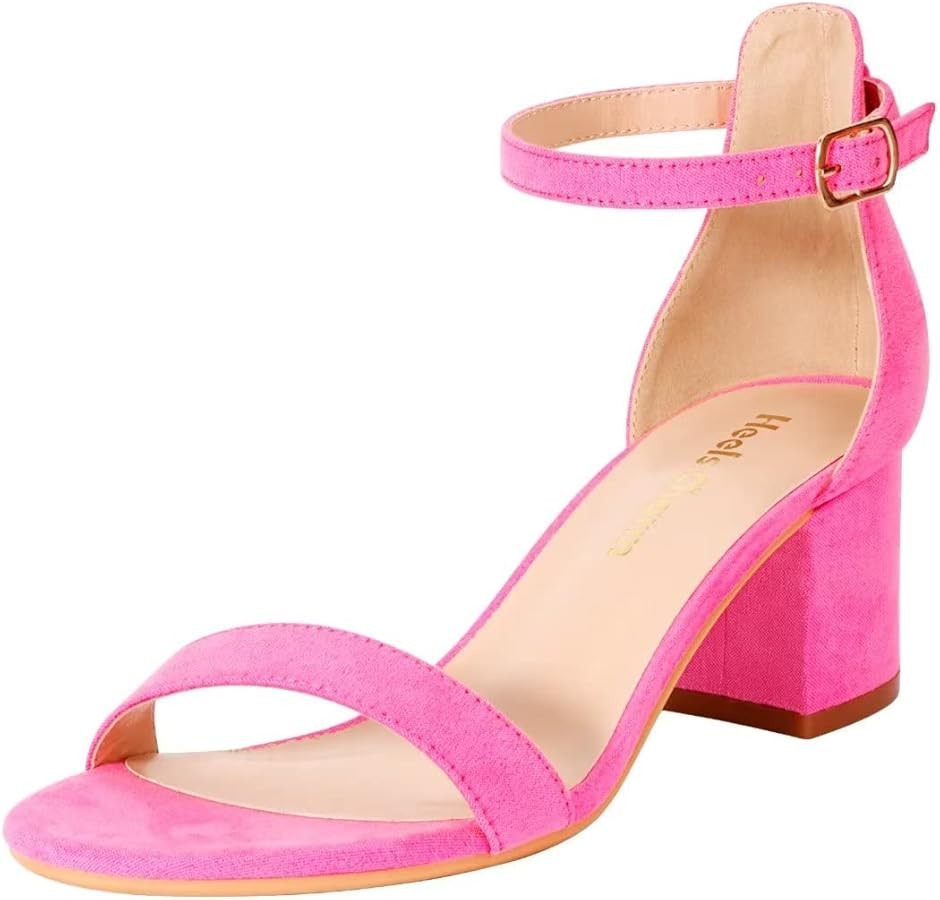 Heels Charm Women's Strappy Chunky Block Low Heeled Sandals 2 Inch Open Toe Ankle Strap High Heel... | Amazon (US)