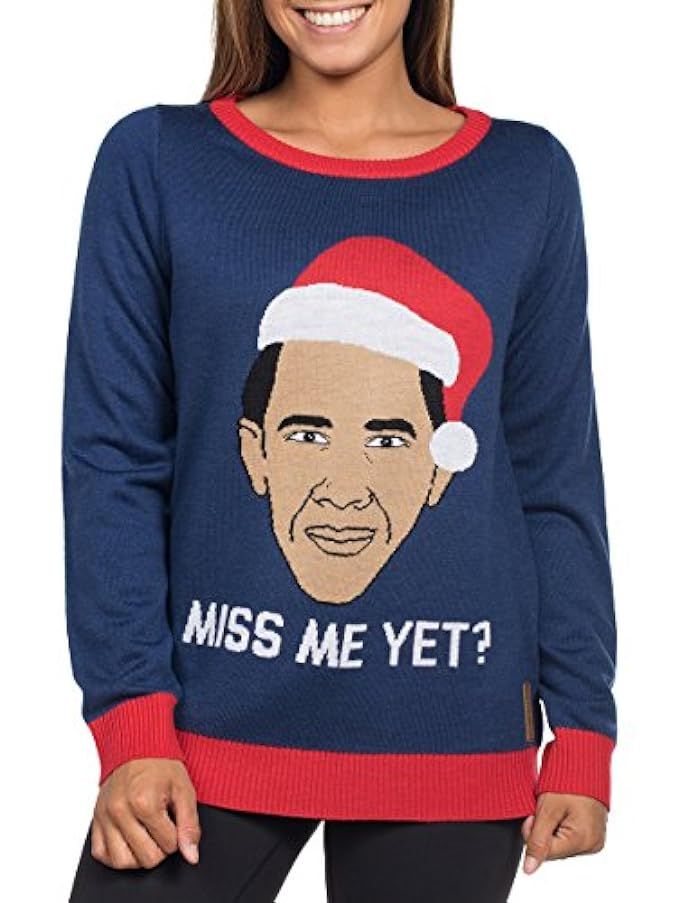 Women's Ugly Christmas Sweater - Miss Me Yet? Obama President Funny Ugly Christmas Sweater | Amazon (US)