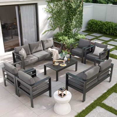 Roussel 9 - Person Complete Patio Set with Cushions | Wayfair North America
