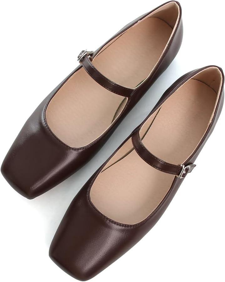 TN TANGNEST Leather Flats for Women Comfortable Square Toe Slip On Flats Soft Work Flats Retro Ma... | Amazon (CA)