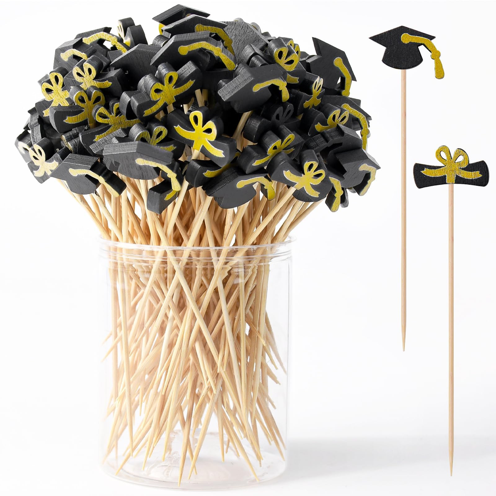 240 Pcs Graduation Cocktail Picks 4.7 Inch Bachelor Hat Bamboo Cocktail Toothpicks Fruit Skewers ... | Amazon (US)