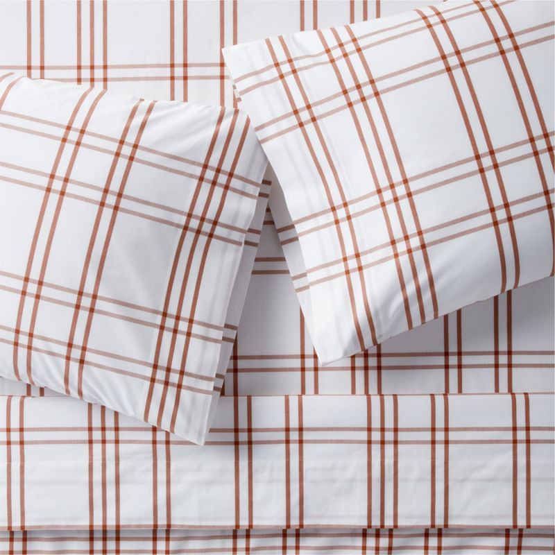 Stax Almond Brown Yarn-Dyed Organic Cotton Kids Full Sheet Set + Reviews | Crate & Kids | Crate & Barrel