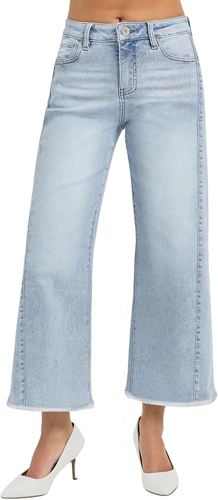 Allimy Women's Wide Leg Jeans 2026 Spring Summer High Waisted Baggy Straight Leg Cropped Pants wi... | Amazon (US)