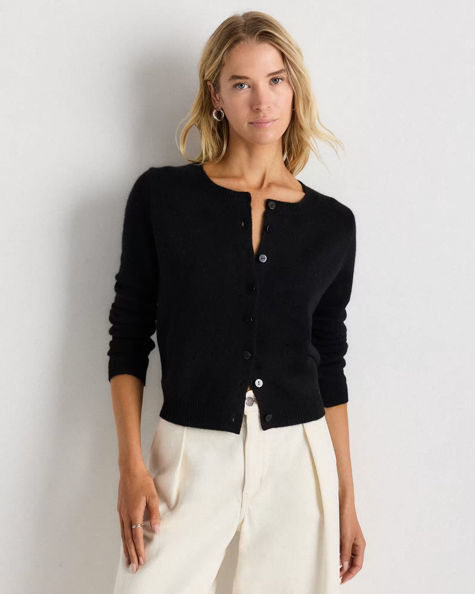 Mongolian Cashmere Cropped Crew Cardigan | Quince