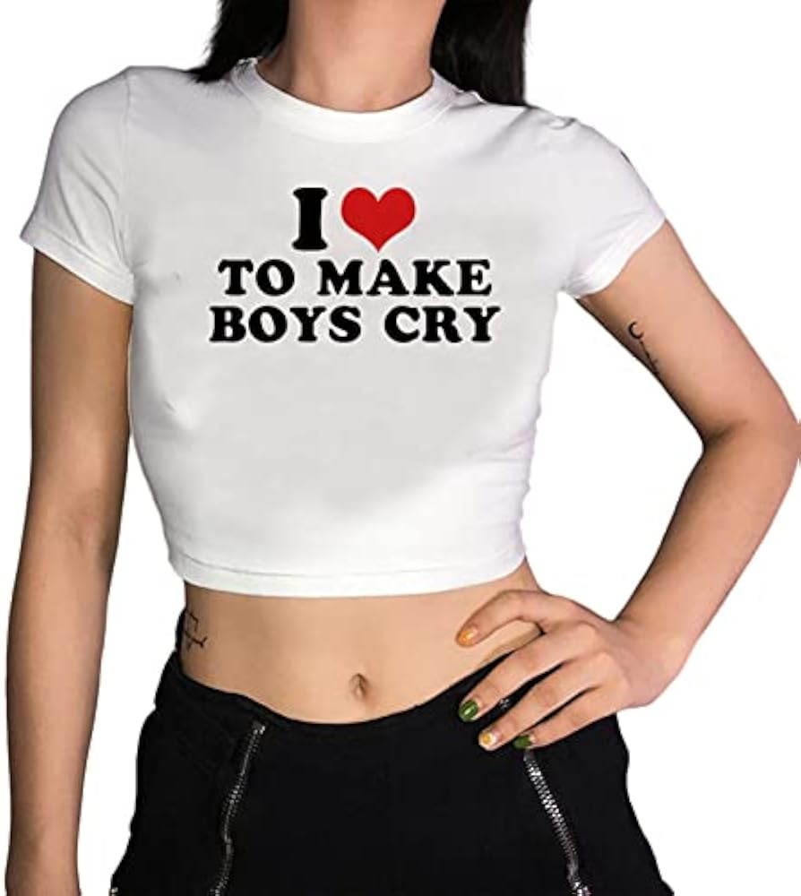 Tuislay Cute Baby Tees for Women I Love to Make Boys Cry Y2k Shirt Crop Tops Aesthetic Clothes St... | Amazon (US)
