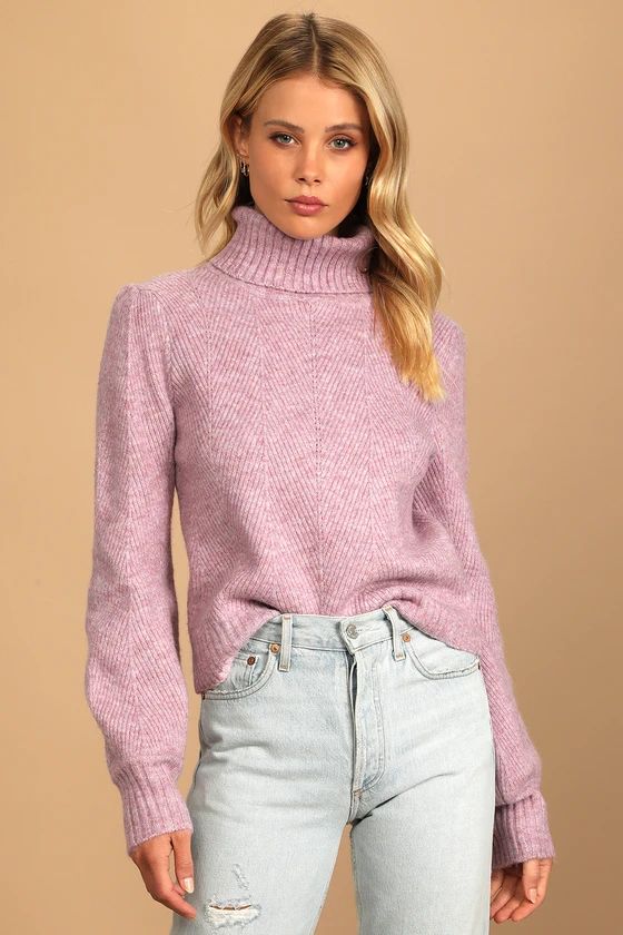 Meet Cozy Lavender Knit Long Sleeve Turtleneck Sweater | Lulus (US)