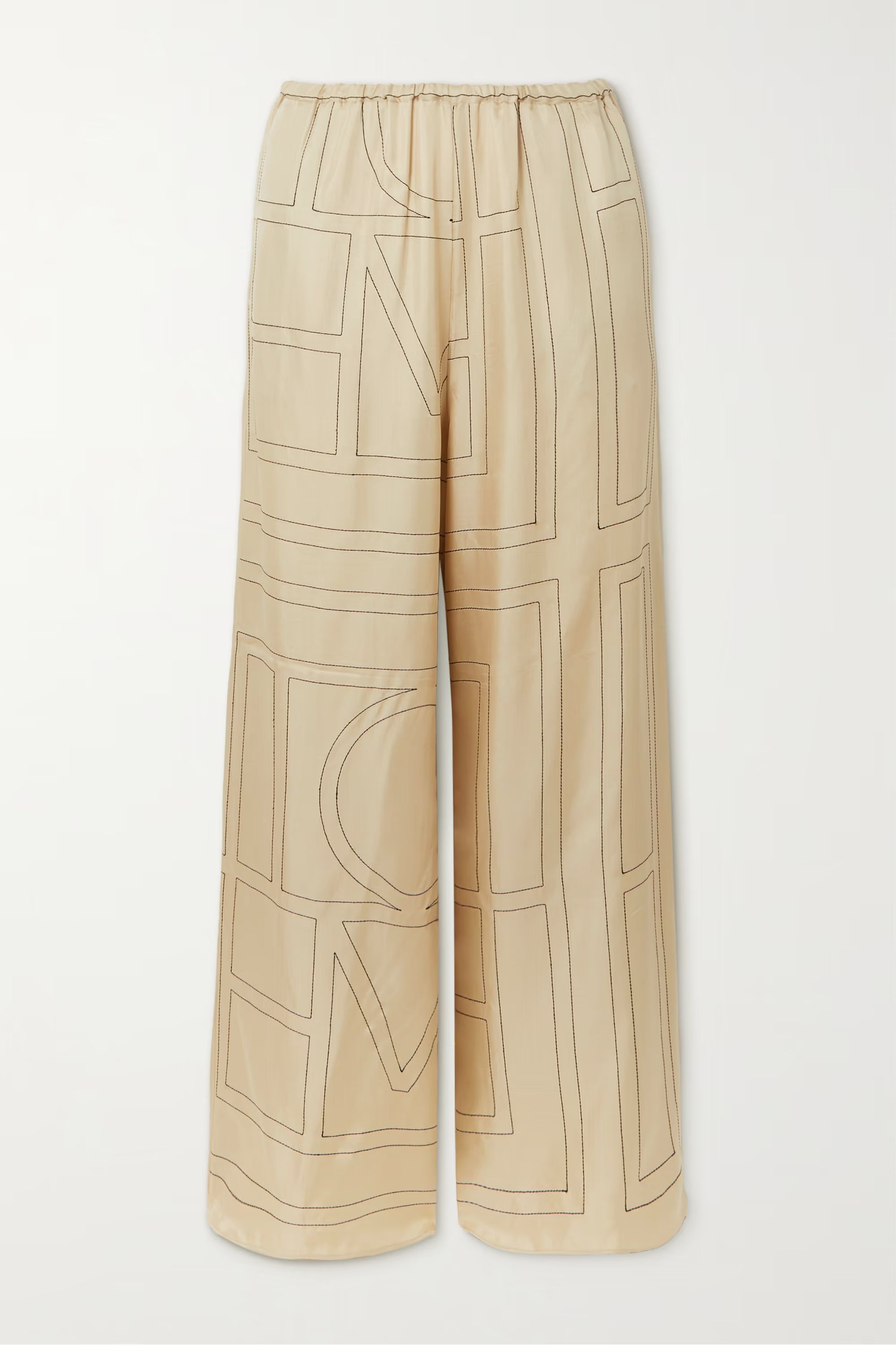 Embroidered silk-twill wide-leg pants | NET-A-PORTER (UK & EU)