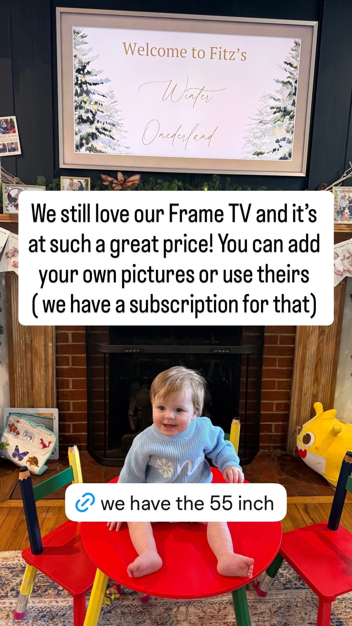 We still love our Frame TV and it’s at such a great price! You can add your own pictures or use theirs ( we have a subscription for that)