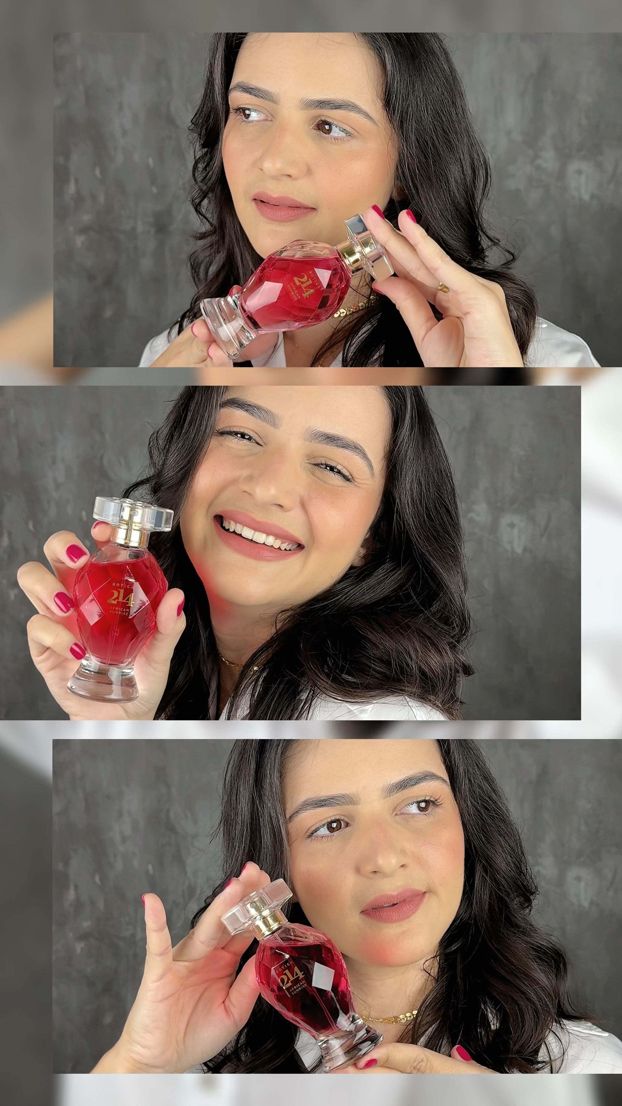 Conheça o EAU de Parfum feminino, Botica 214 African Sunrise.

Uma fragrância encantadora, envolvente, sofisticada, iluminada e deliciosa, perfeita para viver momentos únicos a dois, onde sua família olfativa é voltada para o floral frutal.

Esse perfume revela uma fragrância complexa e envolvente que evolui ao longo do tempo.

Pirâmide Olfativa:
Topo: Flor de limão, Violeta, Rosa, Pêssego, Pera.
Corpo: Acorde Flor Orvalhada, Frangipani, Damasco, Ylang. 
Fundo: Sândalo, Musgo, Caramelo, Musk.

#LTKsale #LTKbrasil #LTKbeauty