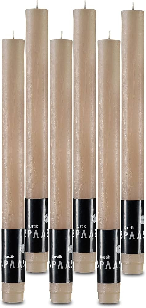 SPAAS Rustic Beige Dinner Candles - 10" Tall Rustic Candles, Set of 6 Dripless Beige Candles - Un... | Amazon (US)