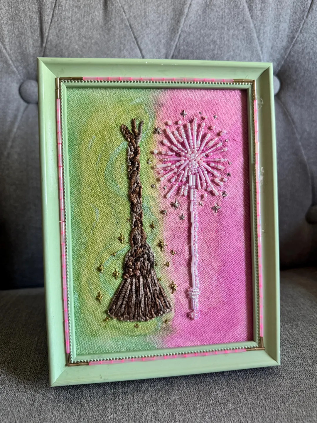 Elphaba Broom & Galinda Wand: Hand Embroidered Beaded Wall Art - Etsy | Etsy (US)