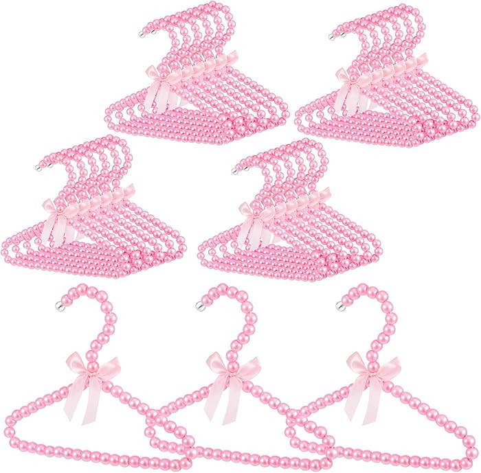 Wesiti 25 Pcs Small Pearl Hanger Mini Pearl Metal Elegant Clothes Hangers with Ribbon for Women D... | Amazon (US)