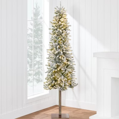 Best Choice Products 6ft Pre-Lit Flocked Alpine Slim Pencil Christmas Tree w/ 250 LED Lights, Sta... | Target