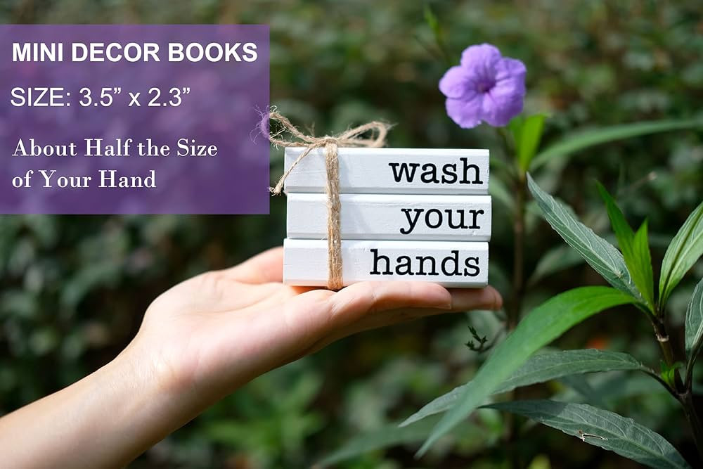 Farmhouse Mini Bookstack for Bathroom Decor Wooden Mini Books for Restroom Shelf Decorative Accen... | Amazon (CA)