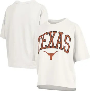 PRESSBOX Women's Pressbox White Texas Longhorns Nelson Arch Over Logo Waist Length Oversized Slub... | Nordstrom